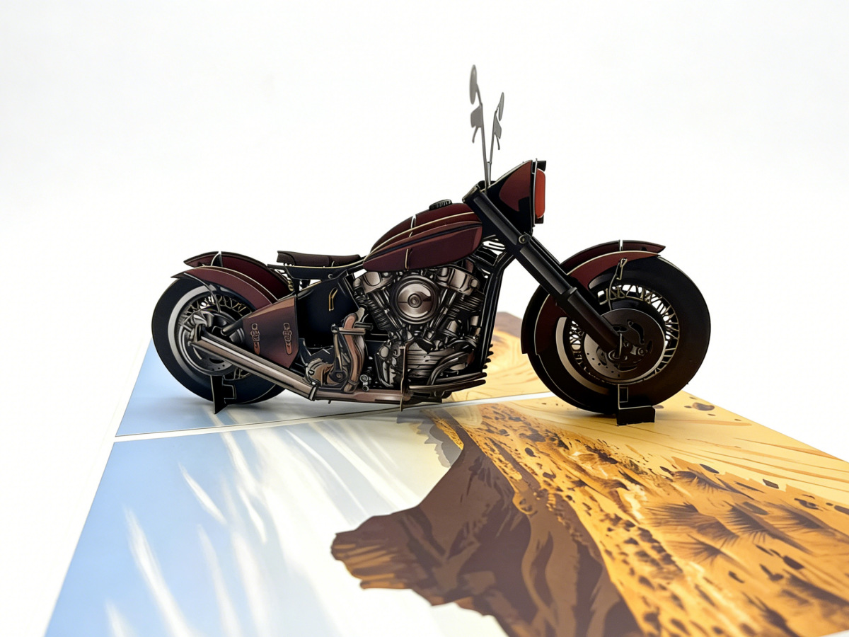 2026 New 3D Pop‑up Motorcycle Father’s Day Card – Creative Stand‑up Greeting, Premium Design with Envelope