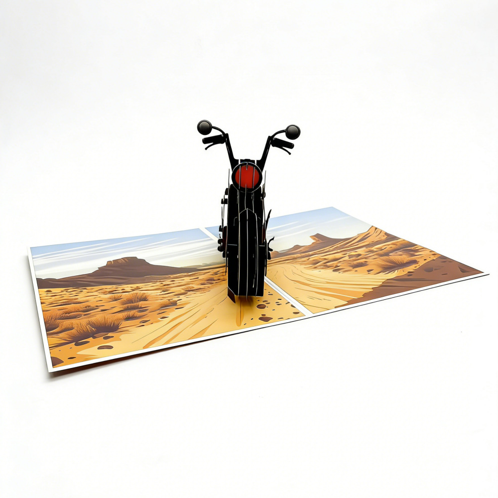 2026 New 3D Pop‑up Motorcycle Father’s Day Card – Creative Stand‑up Greeting, Premium Design with Envelope