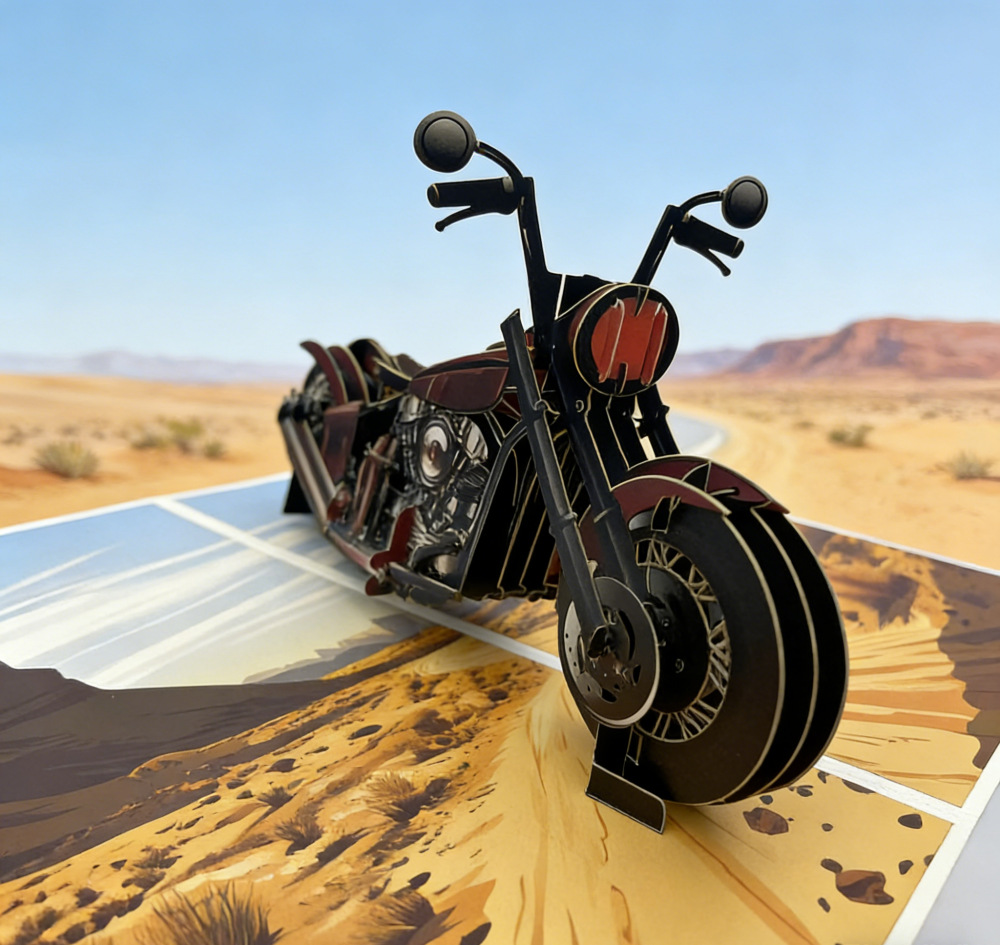 2026 New 3D Pop‑up Motorcycle Father’s Day Card – Creative Stand‑up Greeting, Premium Design with Envelope