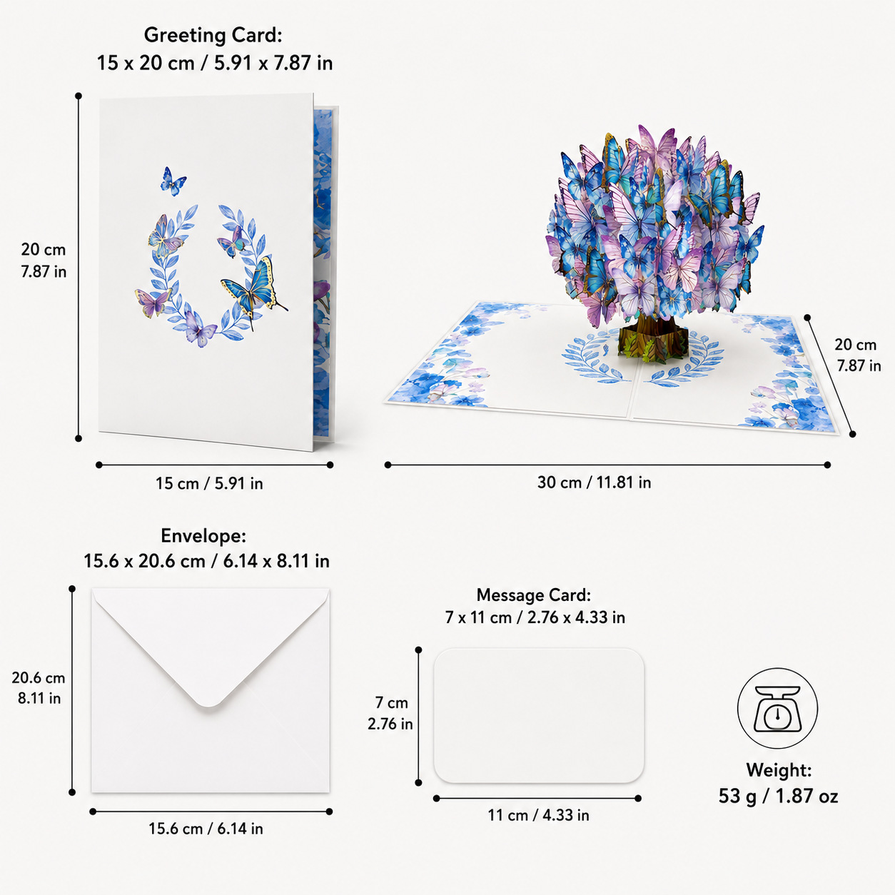 3D Pop‑up Card with Flowers & Blue Butterfly – Premium Stand‑up Greeting for Teacher, Mother, or Loved One