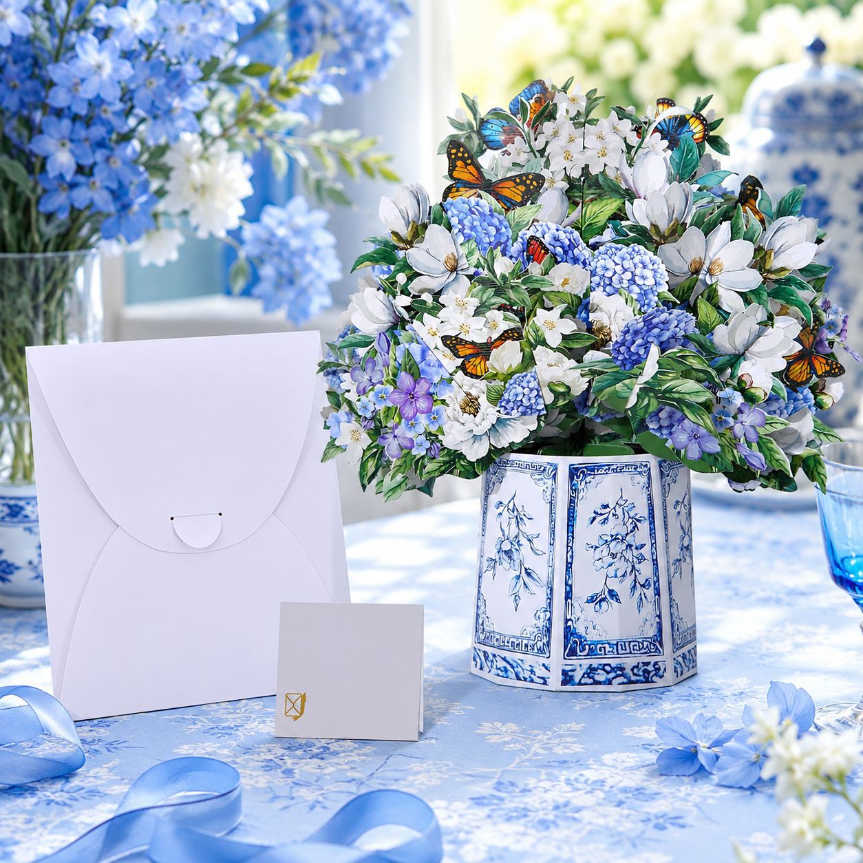Mother's Day 3D Pop-up Card – Butterfly & Floral Bouquet Design, Foldable Standing Greeting, Perfect for Anniversary & Special Occasions