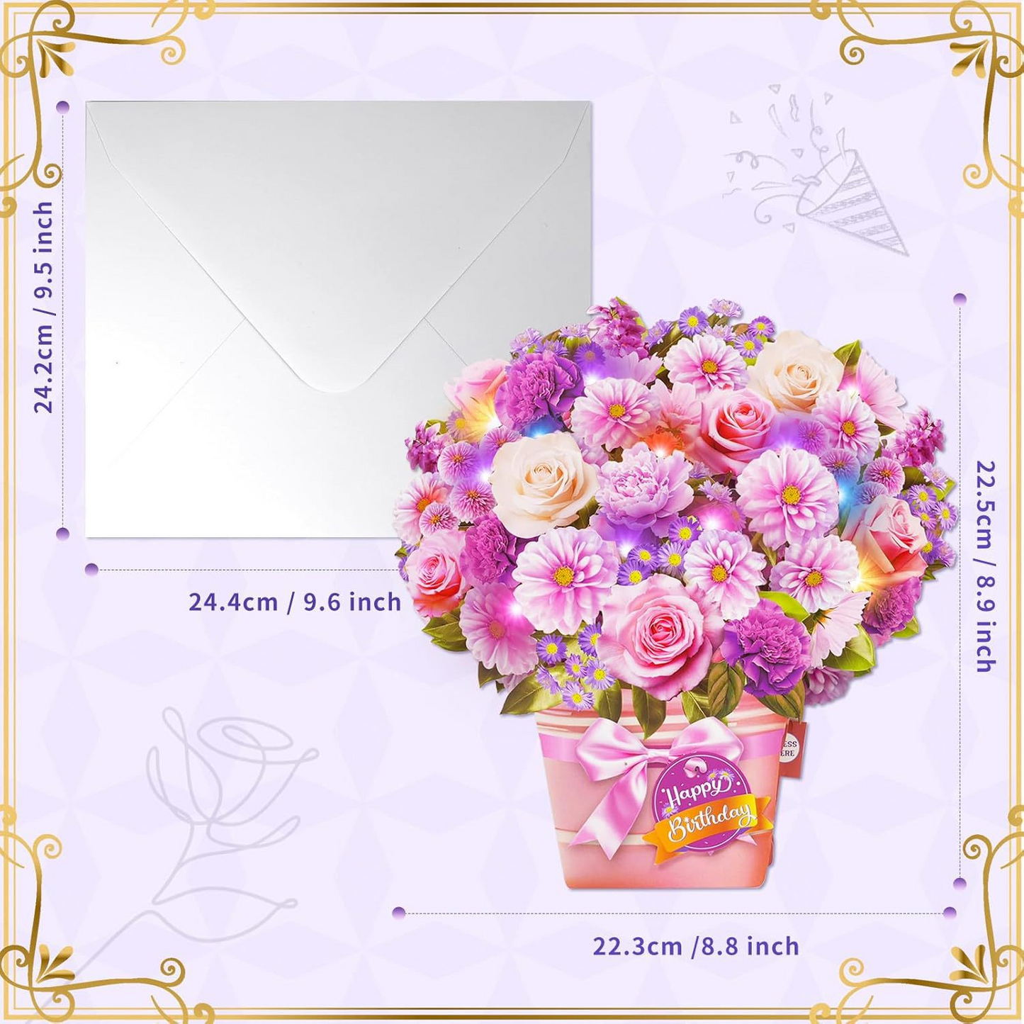 3D Pop‑up Flower Basket Card with Music and Lights – Musical & Glowing Greeting for Birthdays, Mother’s Day & Special Occasions