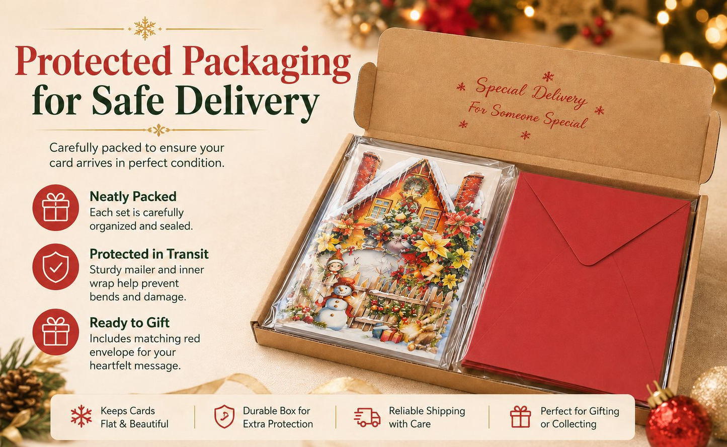 Bestselling 3D Santa's Treasure House Tri-fold Pop-up Card – Handcrafted Winter Scene, Premium Greeting Card with Envelope