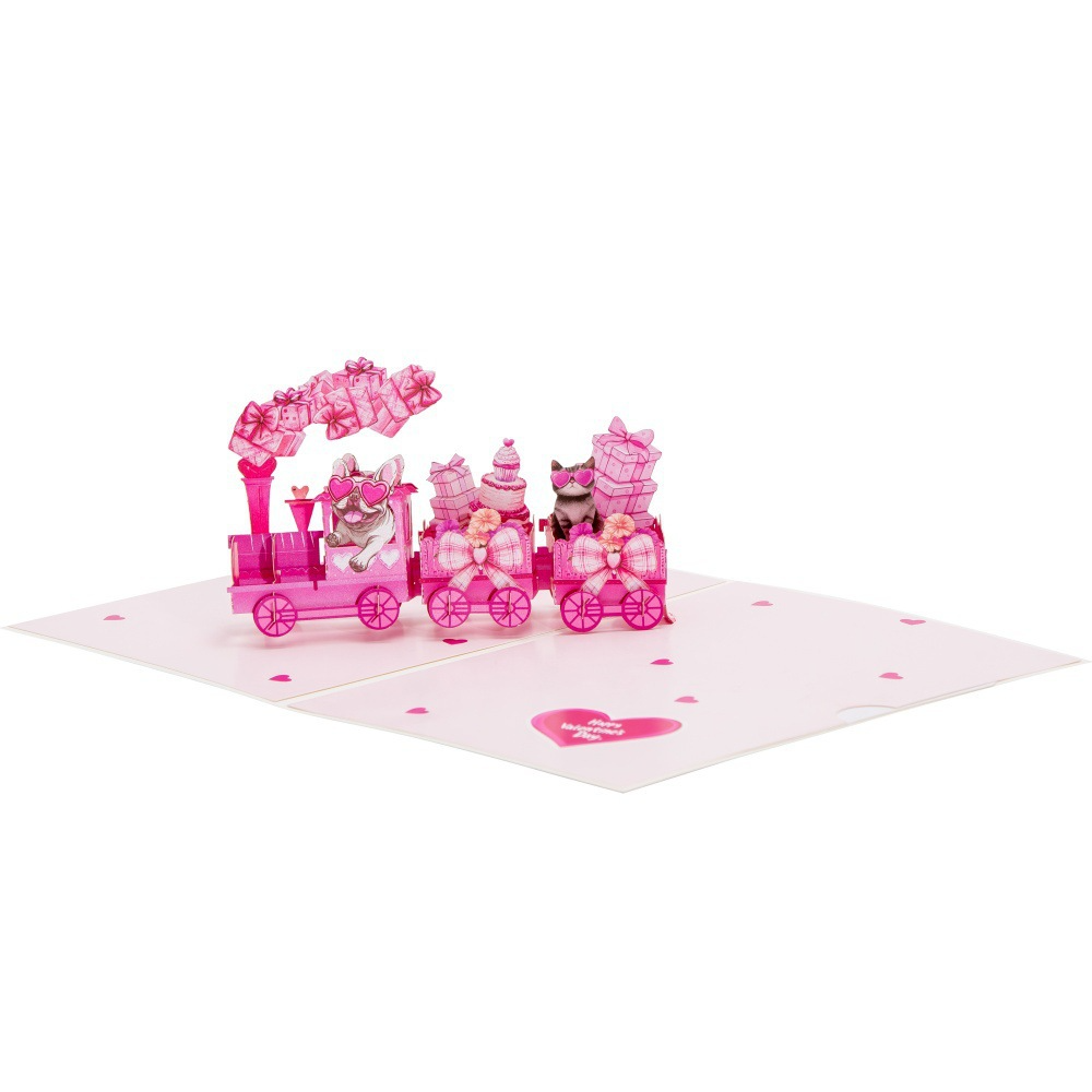 2026 New Valentine’s Day 3D Pop-up Love Train Card – Heart-Themed Foldable Greeting, Premium Design with Envelope