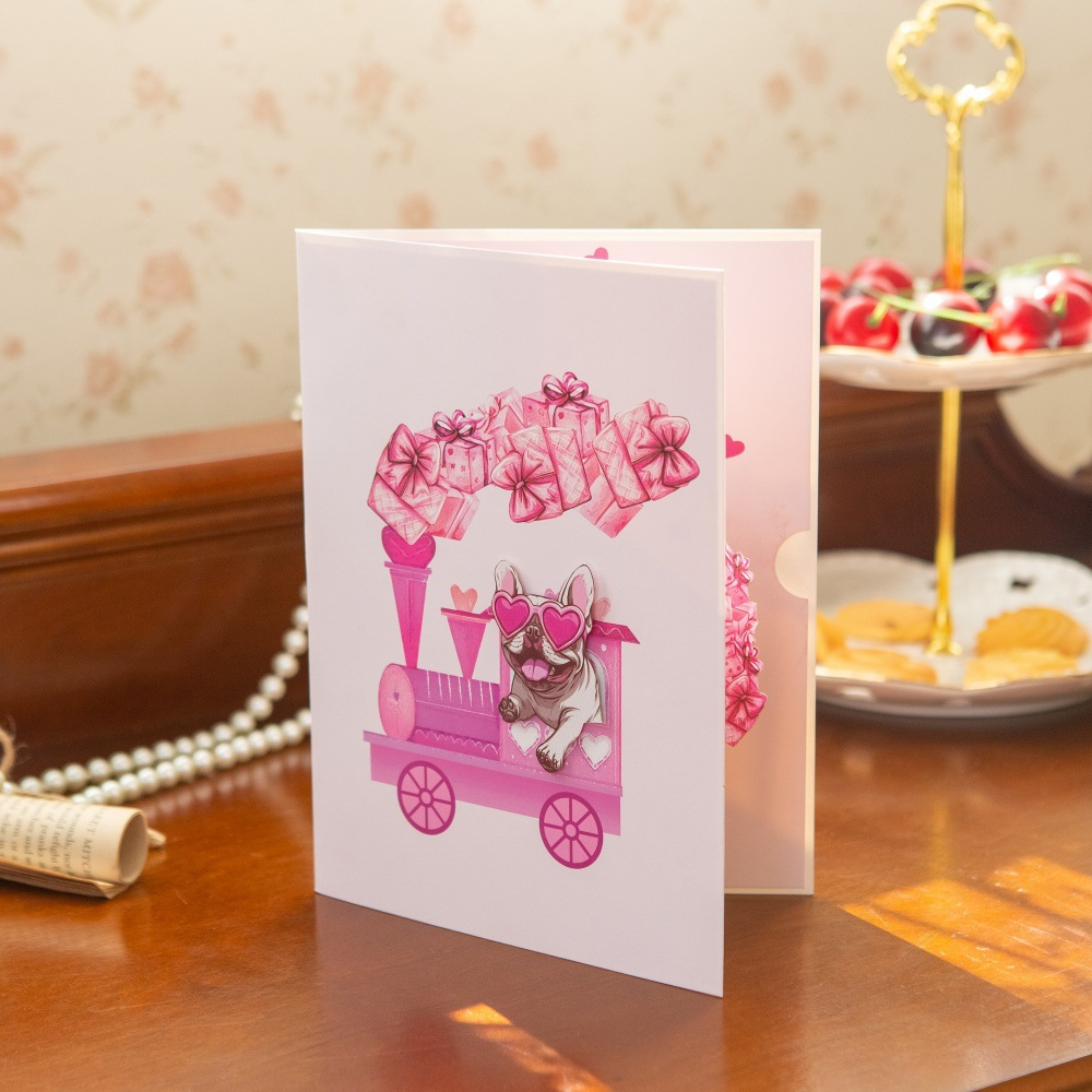 2026 New Valentine’s Day 3D Pop-up Love Train Card – Heart-Themed Foldable Greeting, Premium Design with Envelope