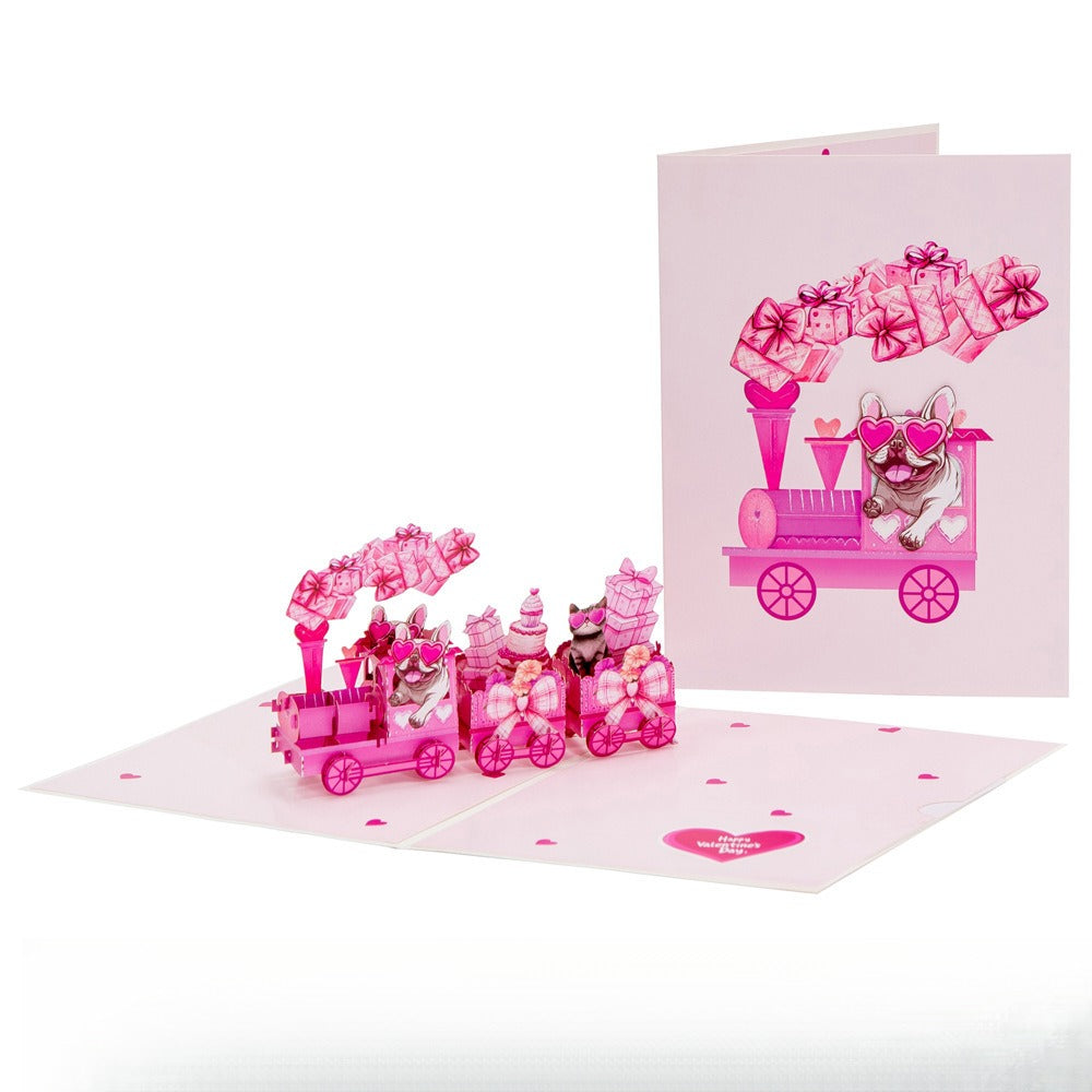 2026 New Valentine’s Day 3D Pop-up Love Train Card – Heart-Themed Foldable Greeting, Premium Design with Envelope