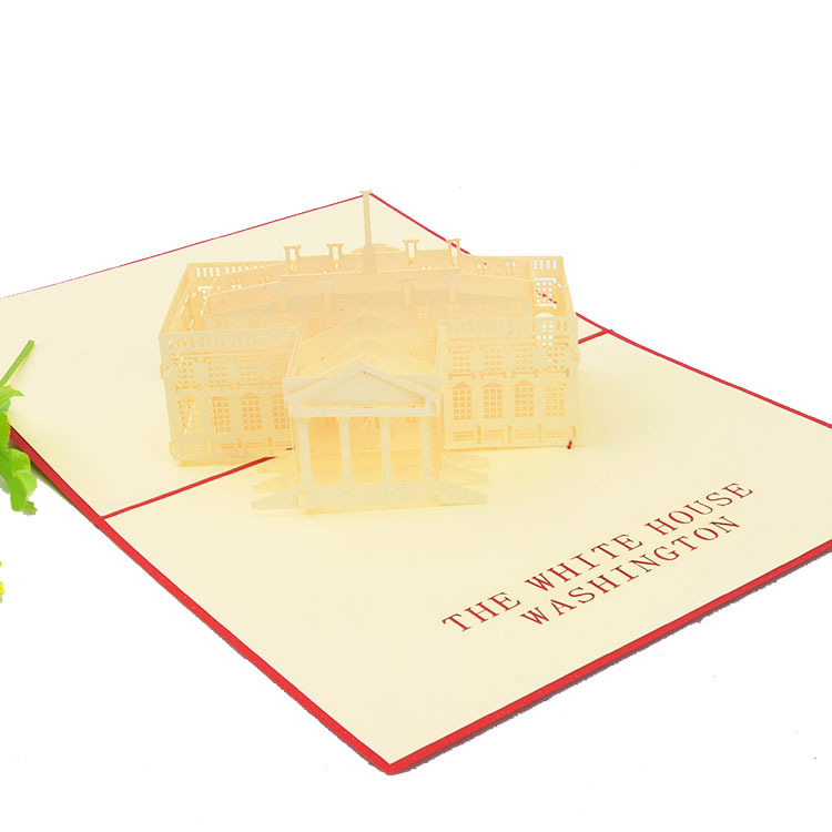 3D Paper-cut Pop-up White House Card with LED Lights – Architectural Art, Creative Business Greeting with Envelope
