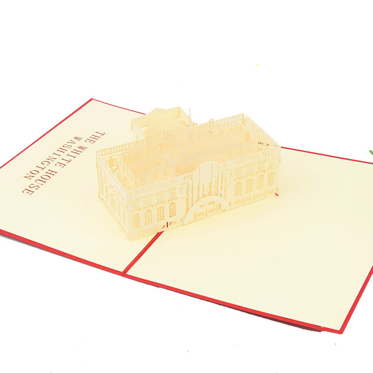 3D Paper-cut Pop-up White House Card with LED Lights – Architectural Art, Creative Business Greeting with Envelope