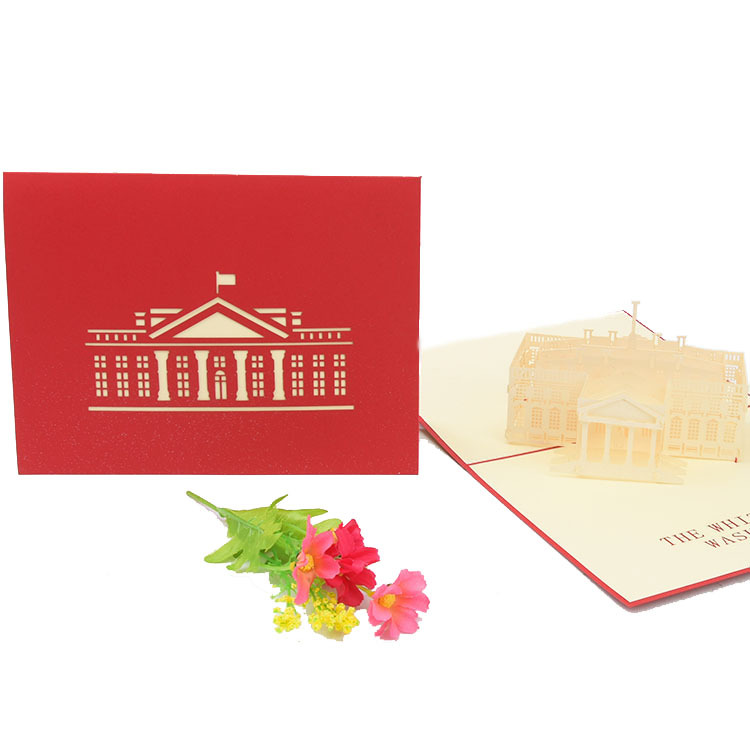 3D Paper-cut Pop-up White House Card with LED Lights – Architectural Art, Creative Business Greeting with Envelope
