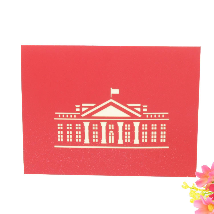 3D Paper-cut Pop-up White House Card with LED Lights – Architectural Art, Creative Business Greeting with Envelope