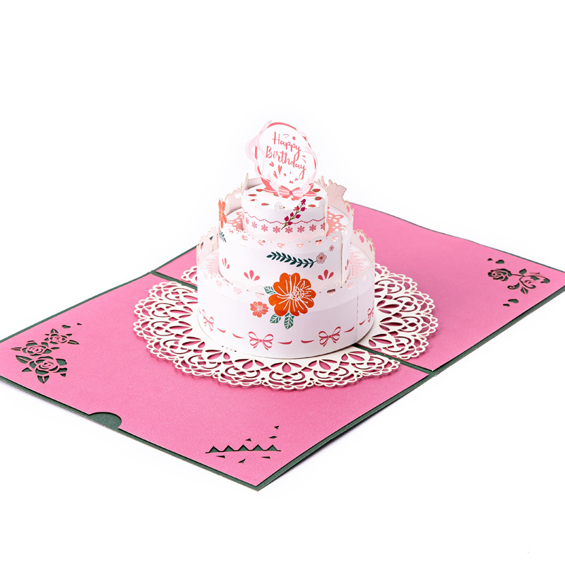 3D Pop-up Birthday Card with Rainbow Cake Design – Creative Foldable Greeting, Perfect for Anniversaries & Invitations