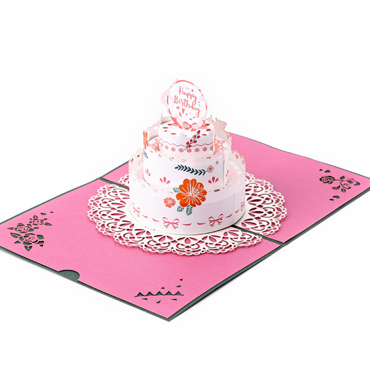 3D Pop-up Birthday Card with Rainbow Cake Design – Creative Foldable Greeting, Perfect for Anniversaries & Invitations