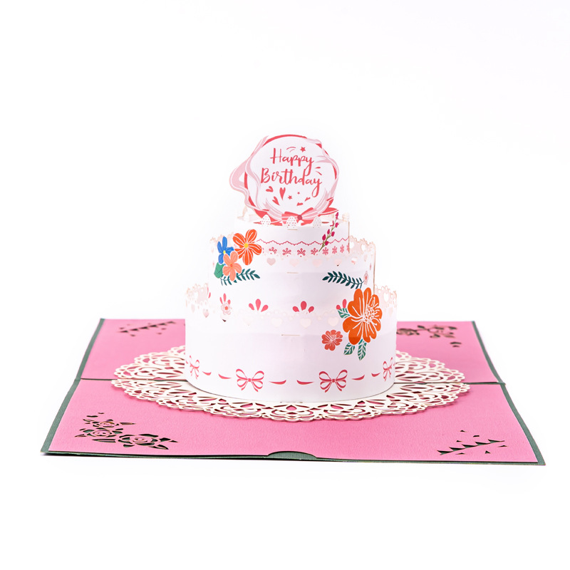 3D Pop-up Birthday Card with Rainbow Cake Design – Creative Foldable Greeting, Perfect for Anniversaries & Invitations