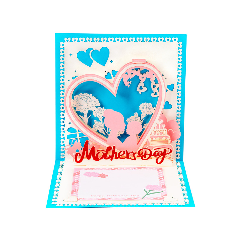 Mother's Day 3D Pop-up Card – Intricate Paper-cut Hollow-out Design, Heartfelt Thank You Greeting for Mom, Handcrafted Keepsake