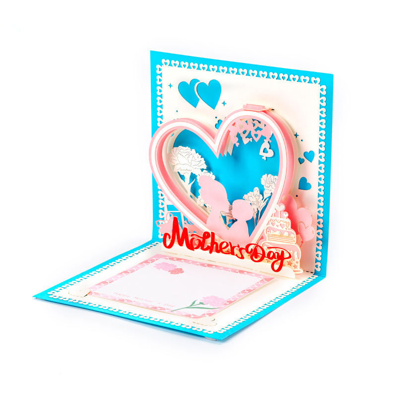Mother's Day 3D Pop-up Card – Intricate Paper-cut Hollow-out Design, Heartfelt Thank You Greeting for Mom, Handcrafted Keepsake