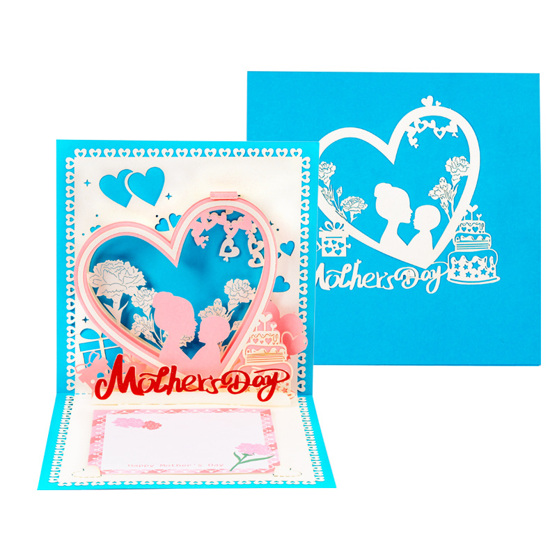 Mother's Day 3D Pop-up Card – Intricate Paper-cut Hollow-out Design, Heartfelt Thank You Greeting for Mom, Handcrafted Keepsake