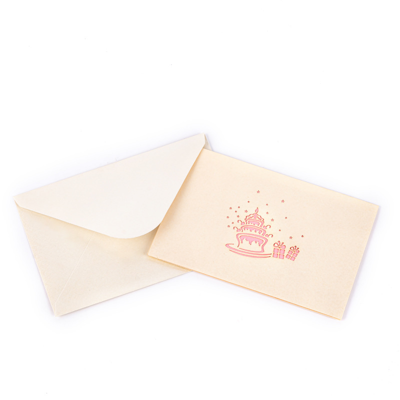 3D Pop-up Birthday Cake Card for Cute Girls – Creative Foldable Greeting, Sweet Design with Envelope
