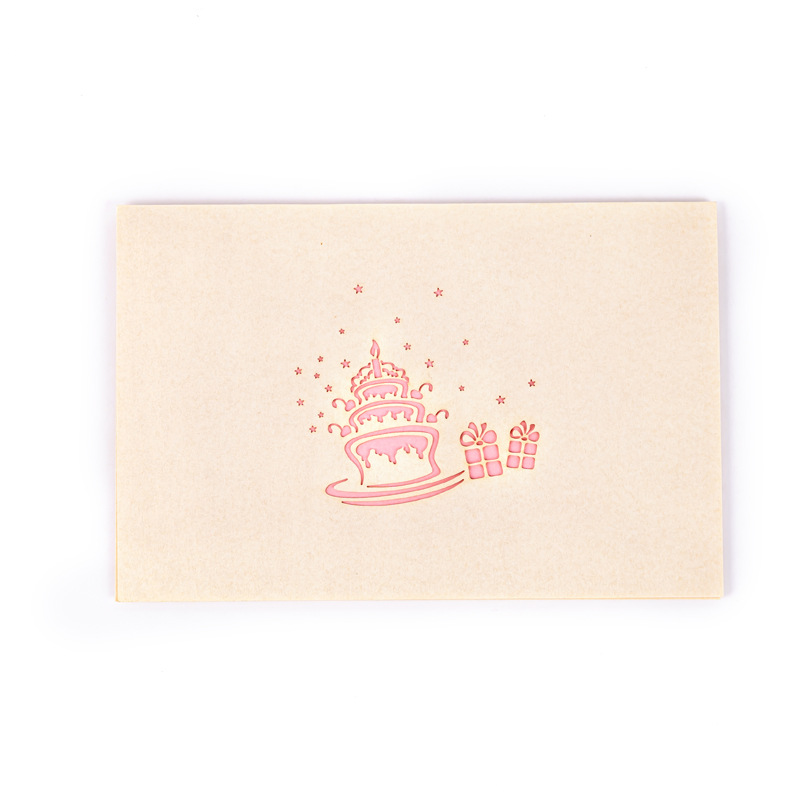 3D Pop-up Birthday Cake Card for Cute Girls – Creative Foldable Greeting, Sweet Design with Envelope