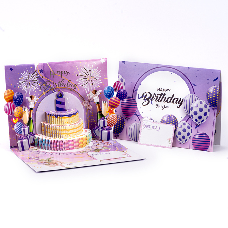 New 3D Pop-up Birthday Cake Card with Music, Lights & Blow-Activated Effect – Interactive Greeting, Perfect for Birthdays
