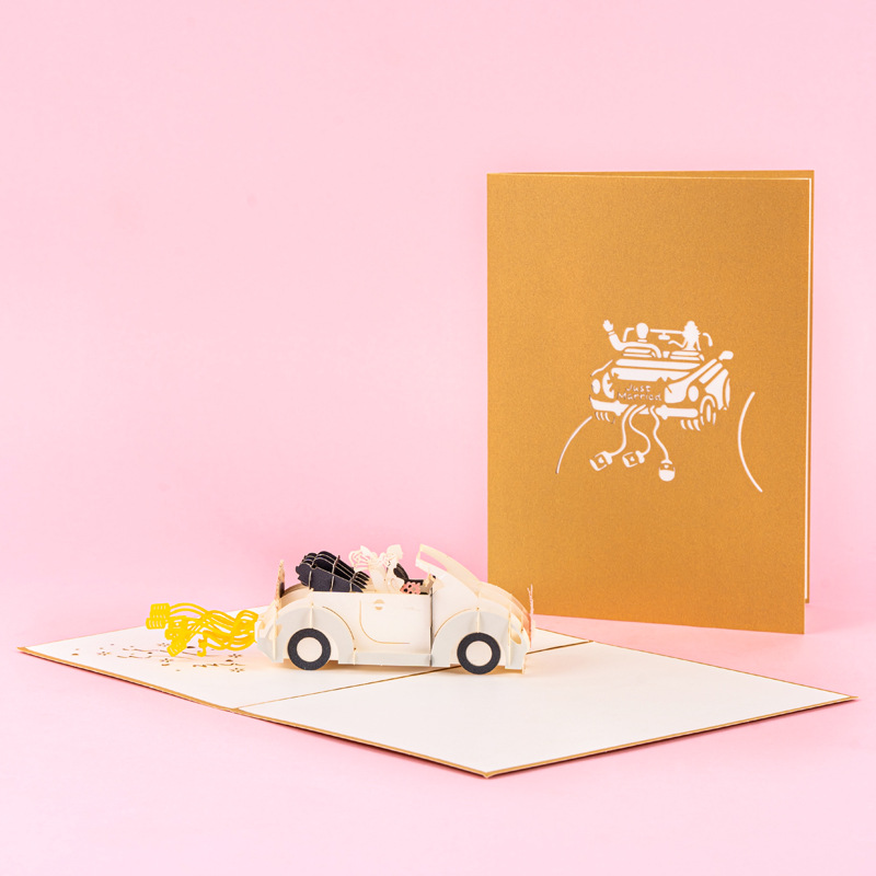 3D Pop-up Convertible Car Wedding Card – Creative Foldable Invitation, Perfect for Weddings & Celebrations
