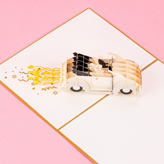 3D Pop-up Convertible Car Wedding Card – Creative Foldable Invitation, Perfect for Weddings & Celebrations