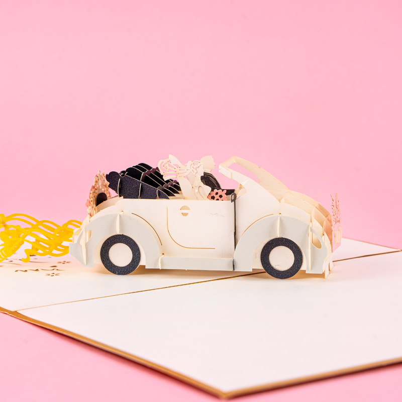 3D Pop-up Convertible Car Wedding Card – Creative Foldable Invitation, Perfect for Weddings & Celebrations