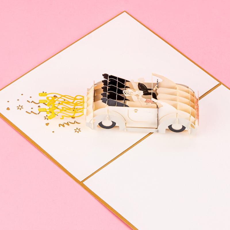 3D Pop-up Convertible Car Wedding Card – Creative Foldable Invitation, Perfect for Weddings & Celebrations
