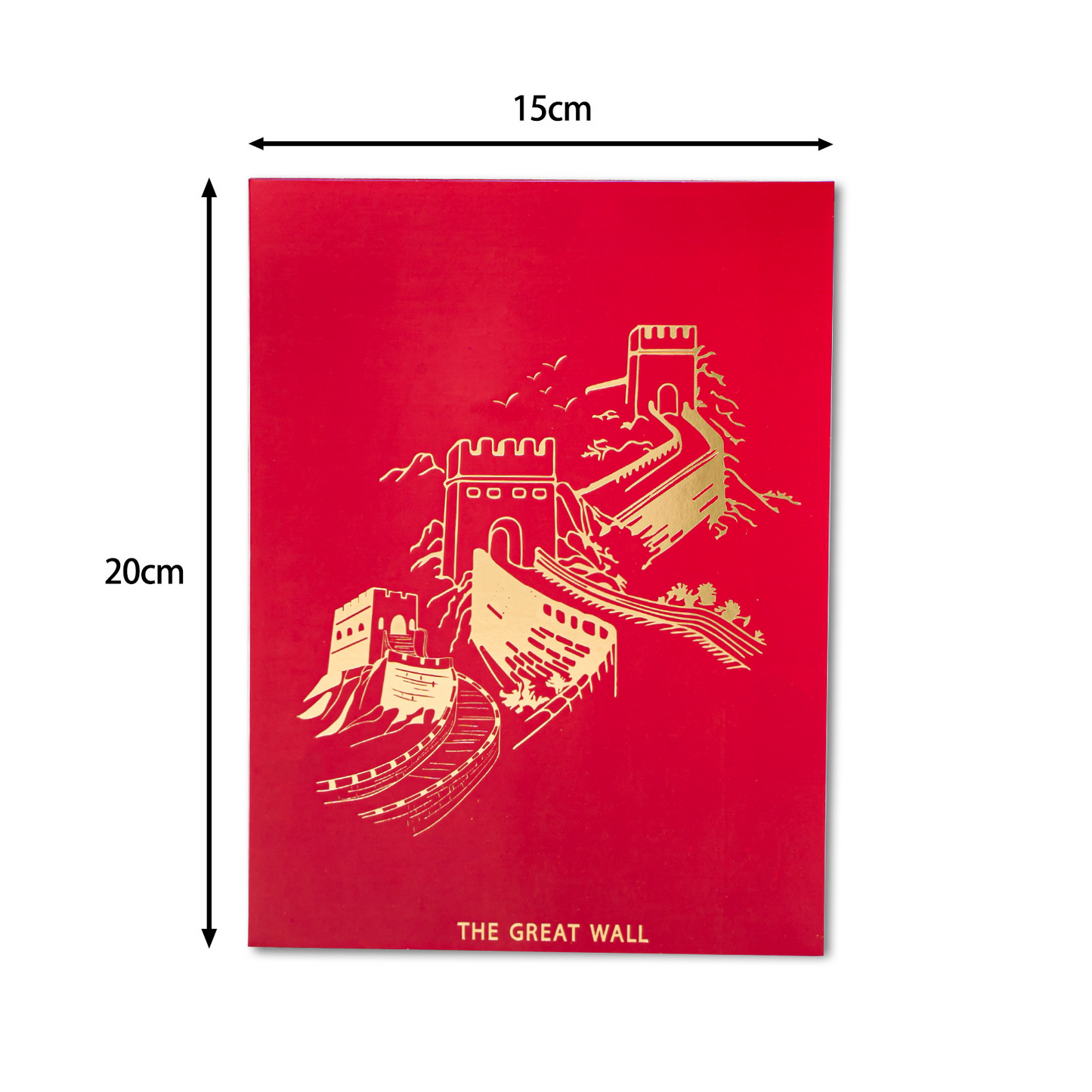 2026 New 3D Pop-up Great Wall Card – Red & Gold Foil-Stamped Design, Creative Foldable Greeting with Envelope