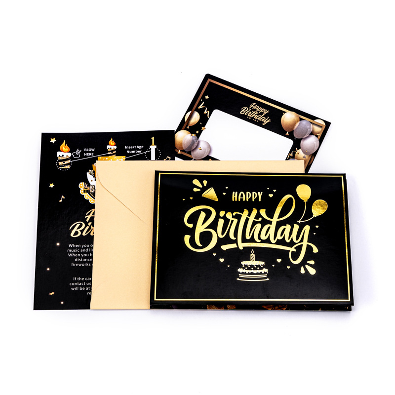 2026 New 3D Pop-up Birthday Card with Music, Lights & Fireworks – Foil-Stamped Cake Design, Premium Greeting with Envelope