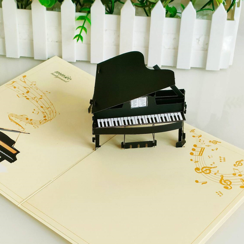 3D Pop-up Piano Card – Elegant Paper-cut Design, Premium Business Gift & Versatile Thank You Greeting
