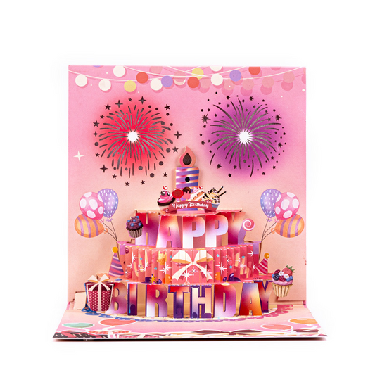 2026 Bestselling 3D Pop-up Birthday Card with Blow-Activated Music & Lights – Customizable Age Number, Laser-Cut Fireworks Cake Design