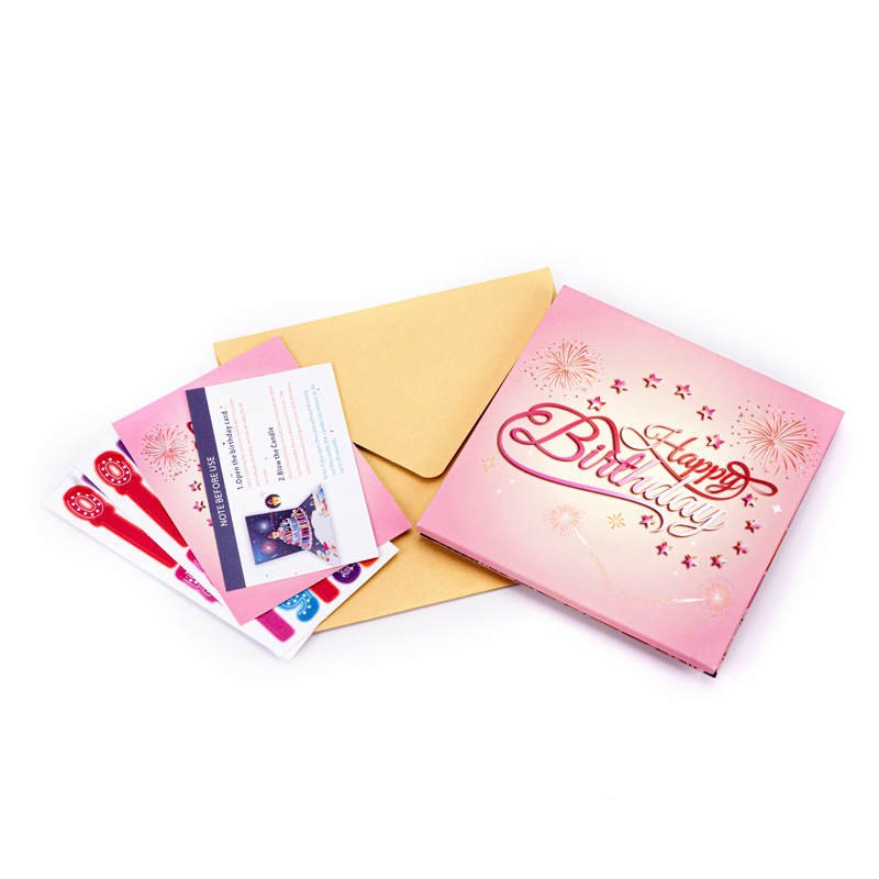 2026 Bestselling 3D Pop-up Birthday Card with Blow-Activated Music & Lights – Customizable Age Number, Laser-Cut Fireworks Cake Design