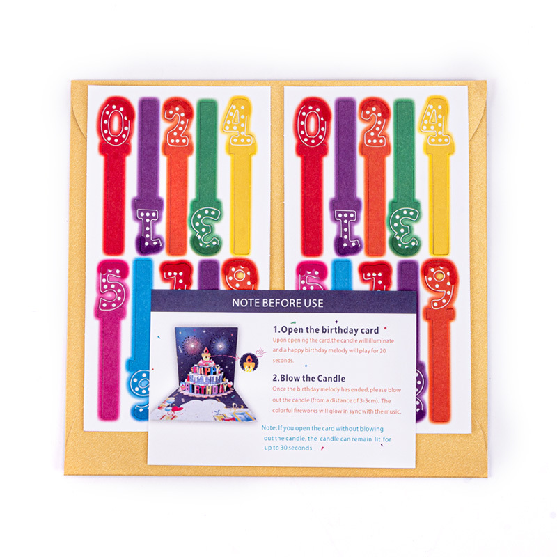 2026 Bestselling 3D Pop-up Birthday Card with Blow-Activated Music & Lights – Customizable Age Number, Laser-Cut Fireworks Cake Design