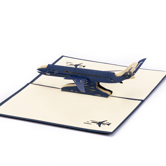 3D Pop-up Cartoon Airplane Paper Sculpture Card – Handcrafted Laser-Cut Greeting, Perfect for Kids & Aviation Lovers
