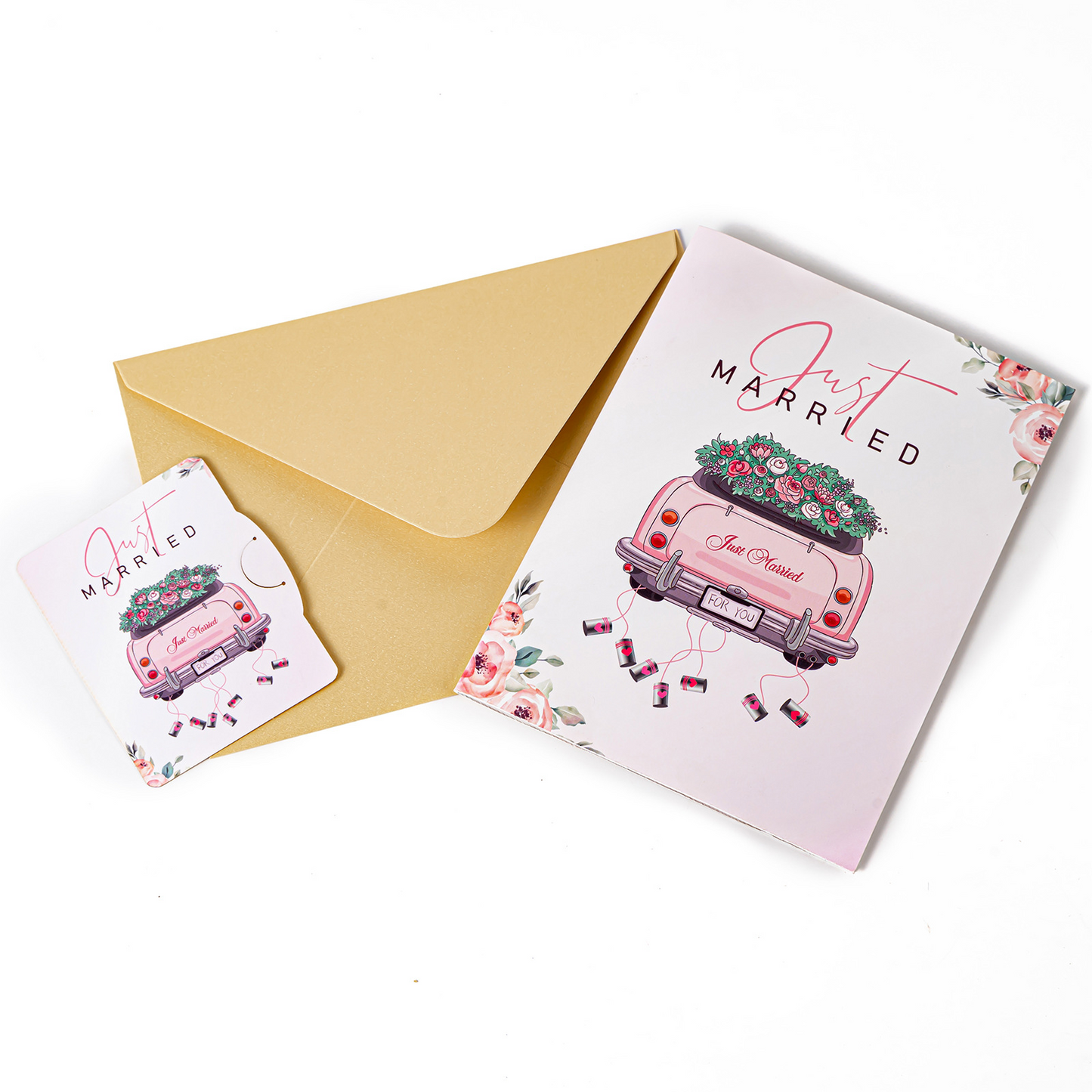 Creative 3D Pop-up Wedding Card – Sports Car, Hot Air Balloon & Couple Scene, Perfect for Weddings & Anniversaries