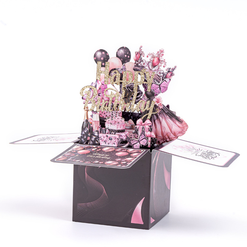 Surprise Explosion 3D Birthday Pop-up Box Card – Handcrafted Laser-Cut Paper Sculpture, Unique Greeting & Keepsake Gift