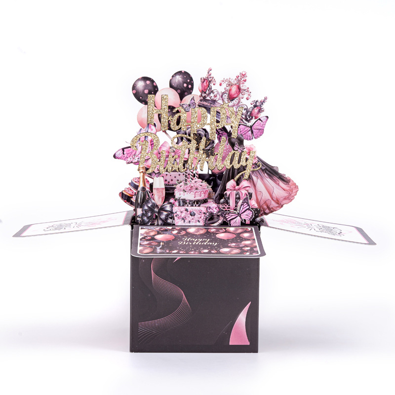 Surprise Explosion 3D Birthday Pop-up Box Card – Handcrafted Laser-Cut Paper Sculpture, Unique Greeting & Keepsake Gift