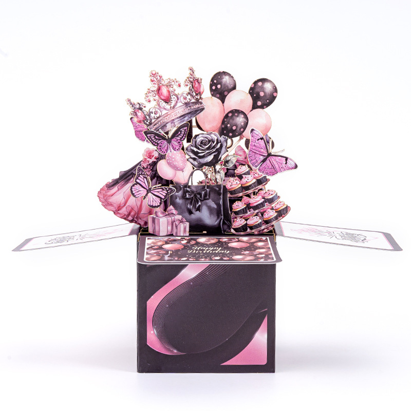 Surprise Explosion 3D Birthday Pop-up Box Card – Handcrafted Laser-Cut Paper Sculpture, Unique Greeting & Keepsake Gift
