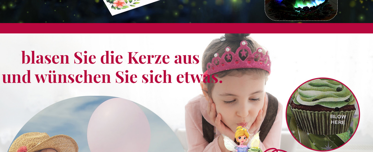 Princess 3D Pop-Up Musical Birthday Card with LED Lights – Customizable Wholesale for Girls, 1000 Pieces Minimum Order