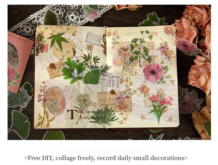 Vintage Botanical Collage Ephemera Pack – 45 Sheets, 6 Designs, Handmade Journaling & Scrapbooking Supplies
