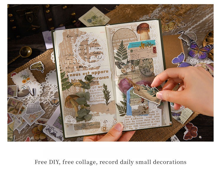 251-Piece Vintage Junk Journal Ephemera Pack – Botanical & Moon Phase Sticker Set, DIY Scrapbooking Supplies for Creative Journaling