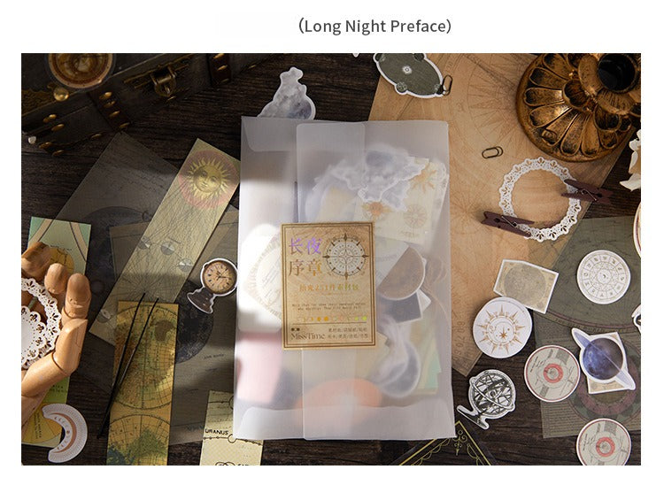 251-Piece Vintage Junk Journal Ephemera Pack – Botanical & Moon Phase Sticker Set, DIY Scrapbooking Supplies for Creative Journaling