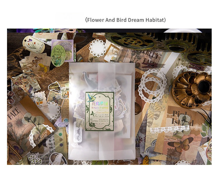 251-Piece Vintage Junk Journal Ephemera Pack – Botanical & Moon Phase Sticker Set, DIY Scrapbooking Supplies for Creative Journaling