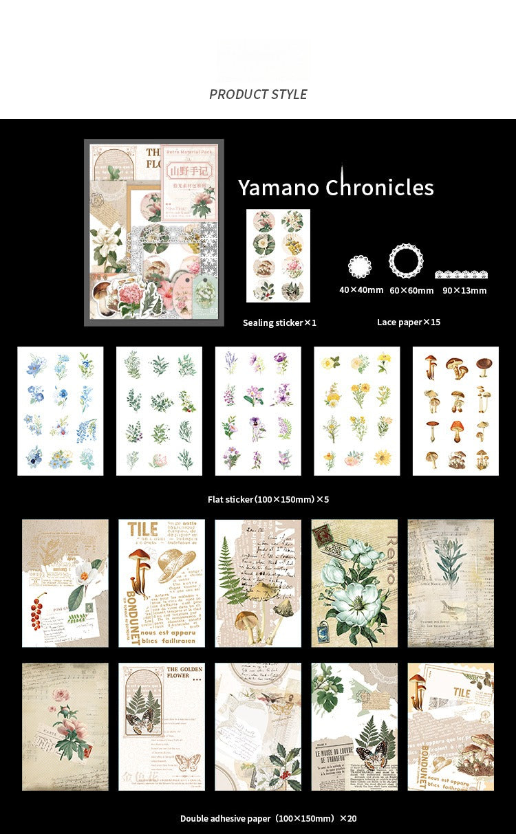 251-Piece Vintage Junk Journal Ephemera Pack – Botanical & Moon Phase Sticker Set, DIY Scrapbooking Supplies for Creative Journaling