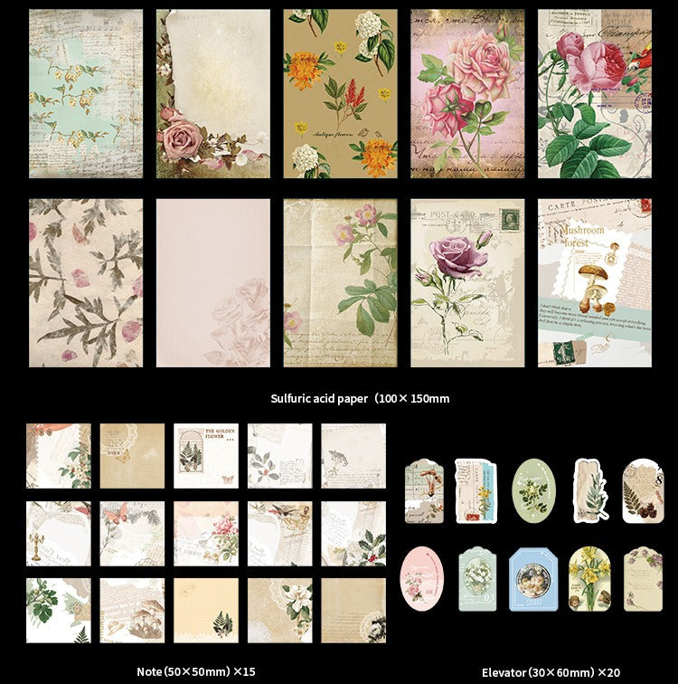 251-Piece Vintage Junk Journal Ephemera Pack – Botanical & Moon Phase Sticker Set, DIY Scrapbooking Supplies for Creative Journaling
