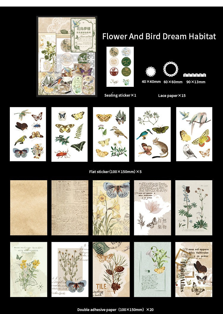 251-Piece Vintage Junk Journal Ephemera Pack – Botanical & Moon Phase Sticker Set, DIY Scrapbooking Supplies for Creative Journaling