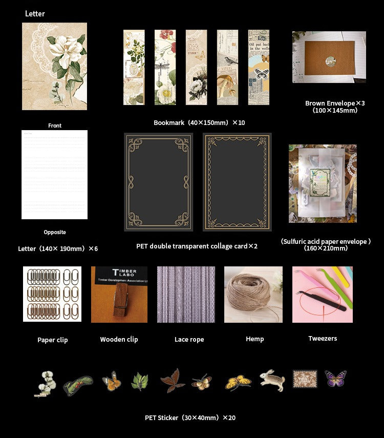 251-Piece Vintage Junk Journal Ephemera Pack – Botanical & Moon Phase Sticker Set, DIY Scrapbooking Supplies for Creative Journaling
