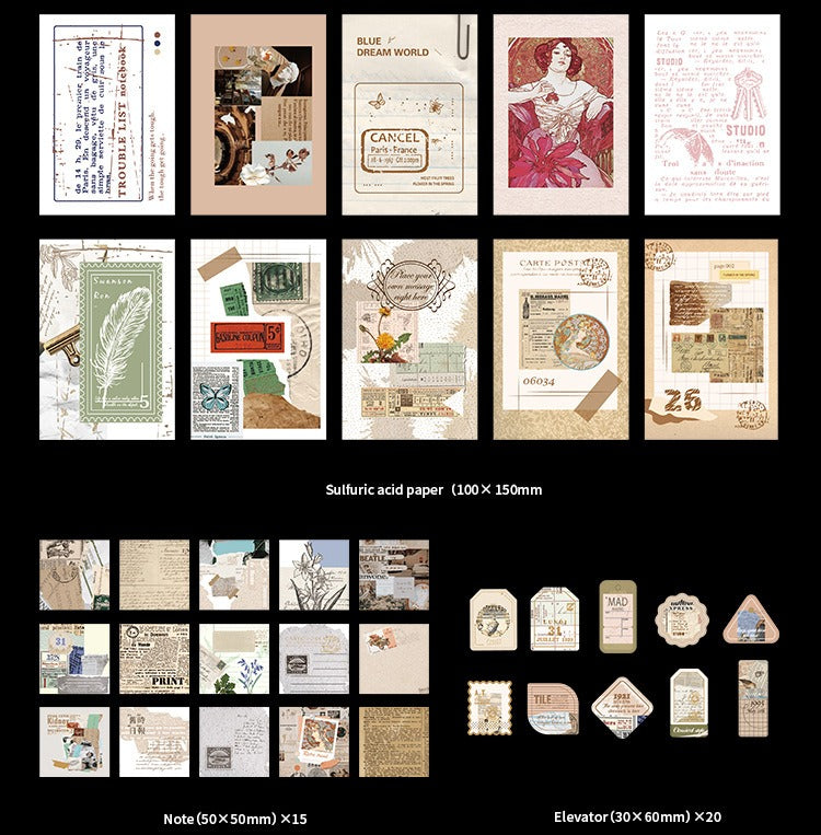 251-Piece Vintage Junk Journal Ephemera Pack – Botanical & Moon Phase Sticker Set, DIY Scrapbooking Supplies for Creative Journaling