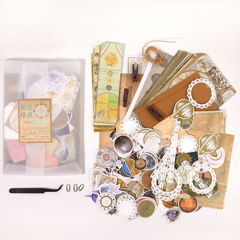 251-Piece Vintage Junk Journal Ephemera Pack – Botanical & Moon Phase Sticker Set, DIY Scrapbooking Supplies for Creative Journaling