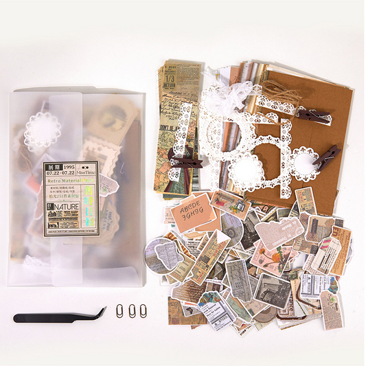 251-Piece Vintage Junk Journal Ephemera Pack – Botanical & Moon Phase Sticker Set, DIY Scrapbooking Supplies for Creative Journaling